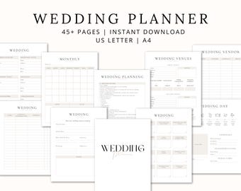 Planificador de bodas / Planificador de bodas imprimible / Paquete de planificación de bodas / Lista de verificación para la planificación de bodas / Libro de planificación de bodas / Seguimiento de bodas