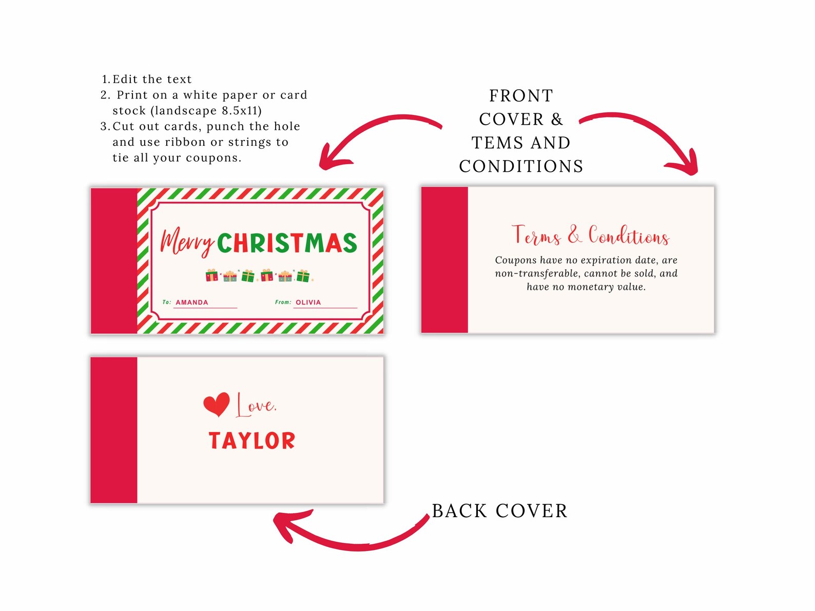 Printable Christmas Coupon Book, Stocking Stuffer for Kids &amp; Adults ...