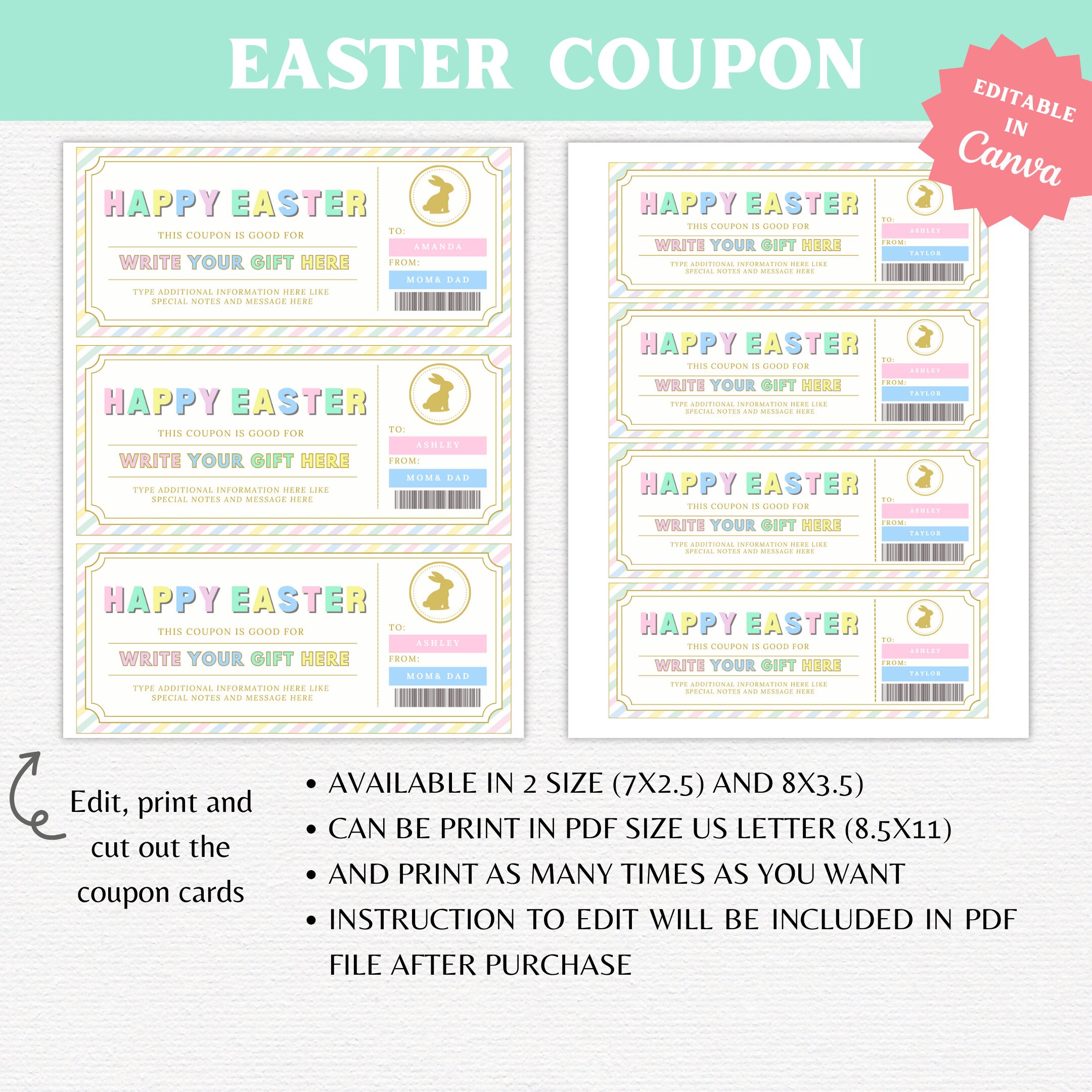 Easter Gift Coupon Printable Easter Coupon Easter Coupon Easter Egg ...