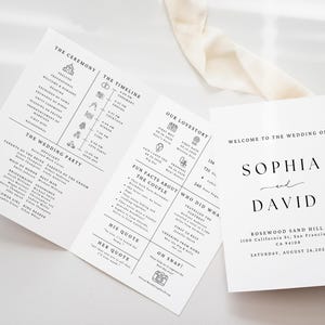 Wedding Infographic Program, Minimalist Wedding Program, Wedding Infographic Folded Program, Wedding Program Timeline, Modern Infographic