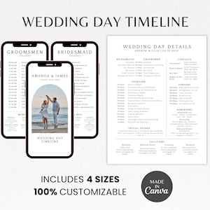 Wedding Day Timeline Template | Mobile Wedding Day Timeline | Printable Wedding Day Timeline | Wedding Weekend Timeline | Wedding Itinerary