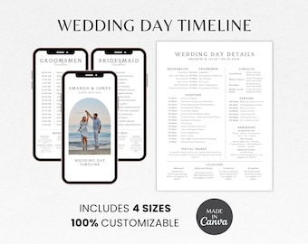 Wedding Day Timeline Template | Mobile Wedding Day Timeline | Printable Wedding Day Timeline | Wedding Weekend Timeline | Wedding Itinerary