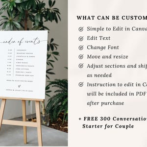 wedding order of events sign
modern wedding day timeline
minimalist wedding timeline
wedding itinerary sign
order of the day sign
wedding reception timeline
editable wedding timeline	
custom wedding timeline sign	
printable wedding sign
wedding day schedule
modern wedding sign	
large wedding sign
bohemian wedding timeline
wedding program sign
ceremony timeline poster
wedding timeline sign
wedding reception