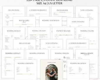 Planificador de bodas imprimible / Planificador de bodas / Paquete de planificación de bodas / Lista de verificación para la planificación de bodas / Libro de planificación de bodas / Seguimiento de bodas