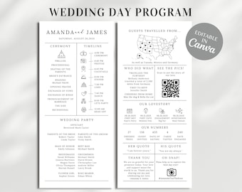 Wedding Infographic Program | Printable Wedding Program | Wedding Program Timeline | Wedding Schedule | Wedding Icons | Order of Events