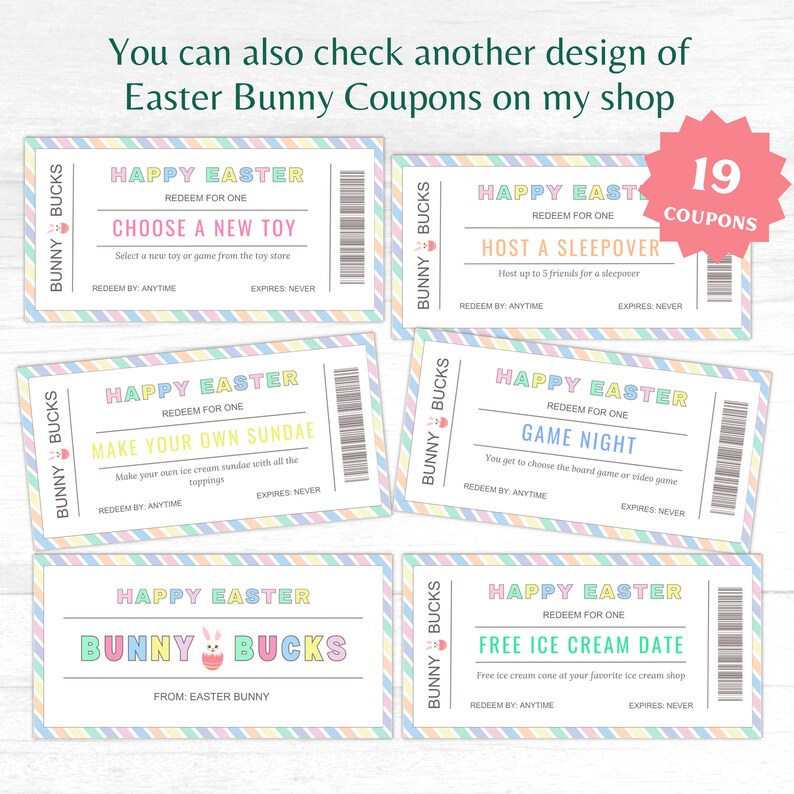 Easter Coupons Easter Egg Coupons for Kids Easter Bunny Coupons ...