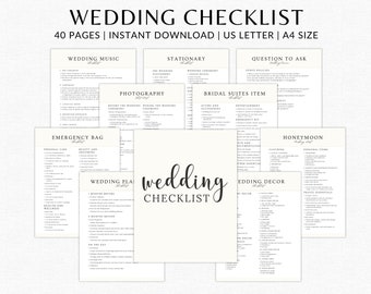 Wedding Checklist | Wedding Planning Checklist | Wedding Checklist  Template | Printable Wedding Checklist | Wedding Plan | Canva Template