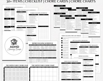 ADHD Cleaning Checklist Bundle | Printable ADHD Cleaning Planner | Cleaning Checklist | ADHD Chore Chart | Cleaning Schedule | Deep Cleaning