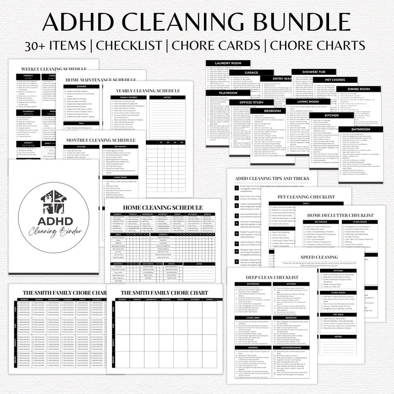 Adhd Cleaning Checklist Bundle Printable Adhd Cleaning Planner Cleaning