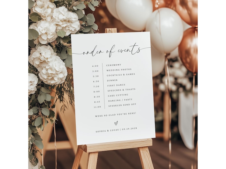 wedding order of events sign
modern wedding day timeline
minimalist wedding timeline
wedding itinerary sign
order of the day sign
wedding reception timeline
editable wedding timeline	
custom wedding timeline sign	
printable wedding sign
wedding day schedule
modern wedding sign	
large wedding sign
bohemian wedding timeline
wedding program sign
ceremony timeline poster
wedding timeline sign
wedding reception