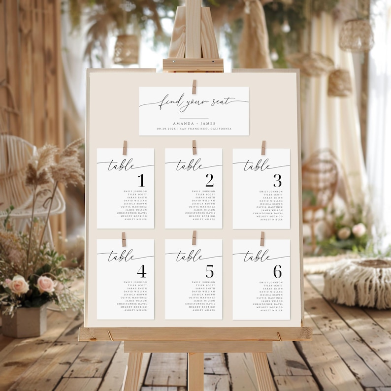 wedding seating chart
table number cards
wedding table number
seating chart cards
wedding reception
table assignment card
wedding seating chart
minimalist wedding
editable template
acrylic wedding sign
rehearsal dinner
table number signs
printable table numbers
wedding table decor
find your seat
Elegant Table Assignment Seating Chart 
Wedding Reception Card Template 
Rehearsal Dinner Table Number