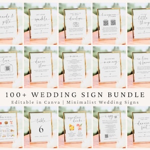 Minimalist Wedding Sign Bundle, Editable Wedding Sign Templates, Modern Wedding Signage Bundle, Wedding Reception Signs Set, DIY Wedding