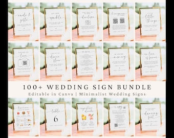 Minimalist Wedding Sign Bundle, Editable Wedding Sign Templates, Modern Wedding Signage Bundle, Wedding Reception Signs Set, DIY Wedding