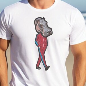 Nijlpaard shirt, trainingspak Hippo Tee, Nijlpaard minnaar top, Walking Hippo T, grappig dierenshirt, cool dierenshirt, schattig dierenshirt