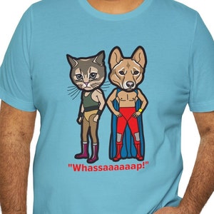 Tag Team Wrestler shirt, Animal Wrestler tee, Luchador shirt, Cat and Dog tee, funny animal shirt, cool animal top, cute animal shirt