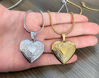 Gold Herz Locket Halskette | Silber LDR Foto Locket Anhänger | Personalisiertes Geschenk für sie | Summertime Sadness Kokette
