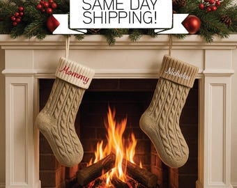 2026 Personalized Christmas Xmas Embroidered Family Name Stockings, Knit Family Christmas Stockings, Holiday Stockings Gifts