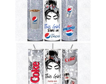 This Girl Runs on Diet Coke, Diet Pepsi 20oz Skinny Tumbler