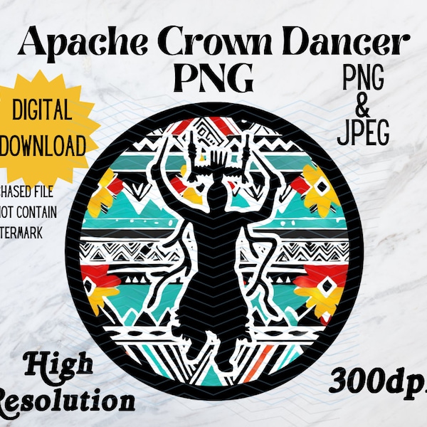 Nouveau-Mexique - Danseuse de la couronne Apache en sublimation PNG, haute résolution 300 dpi