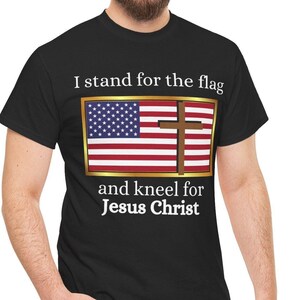 Christian American Flag Tshirt Flag and Cross Shirt for Christians Patriotic Jesus T-shirt