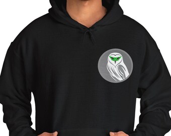 Felpa con cappuccio nera con ricamo Masked Sooty e logo gufo