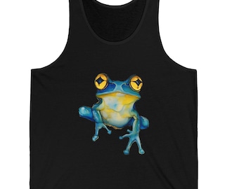 Camiseta sin mangas de rana, camiseta para salvar las selvas tropicales, regalo para amantes de la naturaleza, camiseta para papá o mamá amante de las ranas, camiseta sin mangas unisex