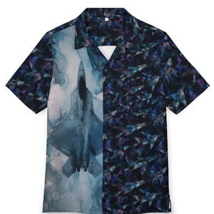 Jet Pilot Hawaiian Shirt, Air Force Fighter Jet Button-Down, F35 Flight, Next Generation Aviator Top, Stealth Warbird Aviation Shirt