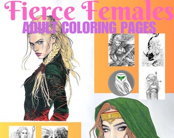 Fierce Females Printable Adult Coloring Pages Beautiful Women Coloring Pages Girl Power Coloring Pages Printable Digital Download