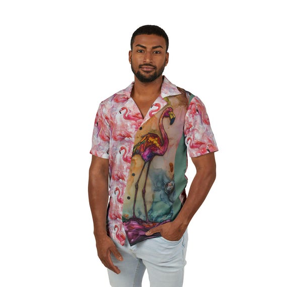 flamingo dress shirt mens Amazon.com: Bowling Shirts for Men Vintage Flamingo Beer Print Short Sleeve  Casual Button Down Shirt : Clothing, Shoes & Jewelry