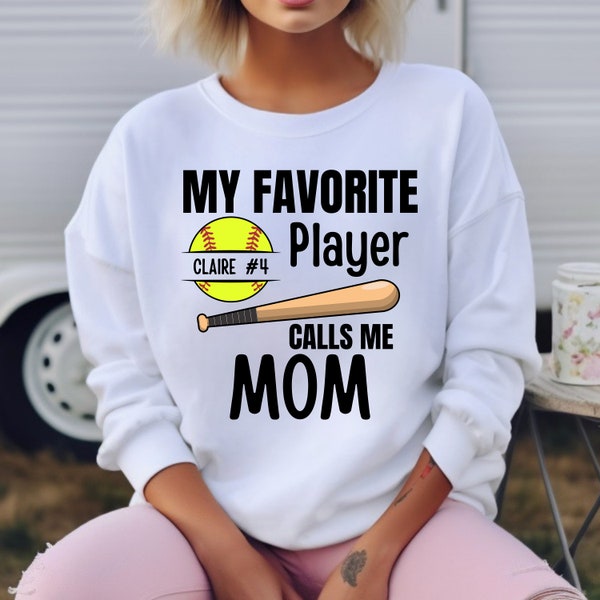 Custom Softball Mom Sweatshirt - Personalized Sports Fan Apparel for Mothers