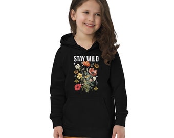 Little Explorer's Stay Wild Sweater - Organic Cotton & Recycled Polyester with Wildflower Motif for Kids