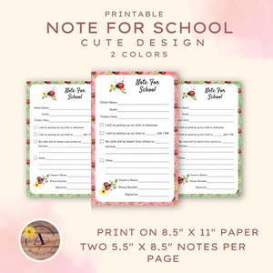Printable Note From Home PDF | School Note From Home | Printable School Note | Parent Communication Form | Teacher Note | Parent Note Home