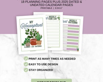 Ultimate Printable House Plant Planner | Houseplant Care Tracker | Indoor Houseplant Garden Journal | Instant Download | 8.5x11 PDF