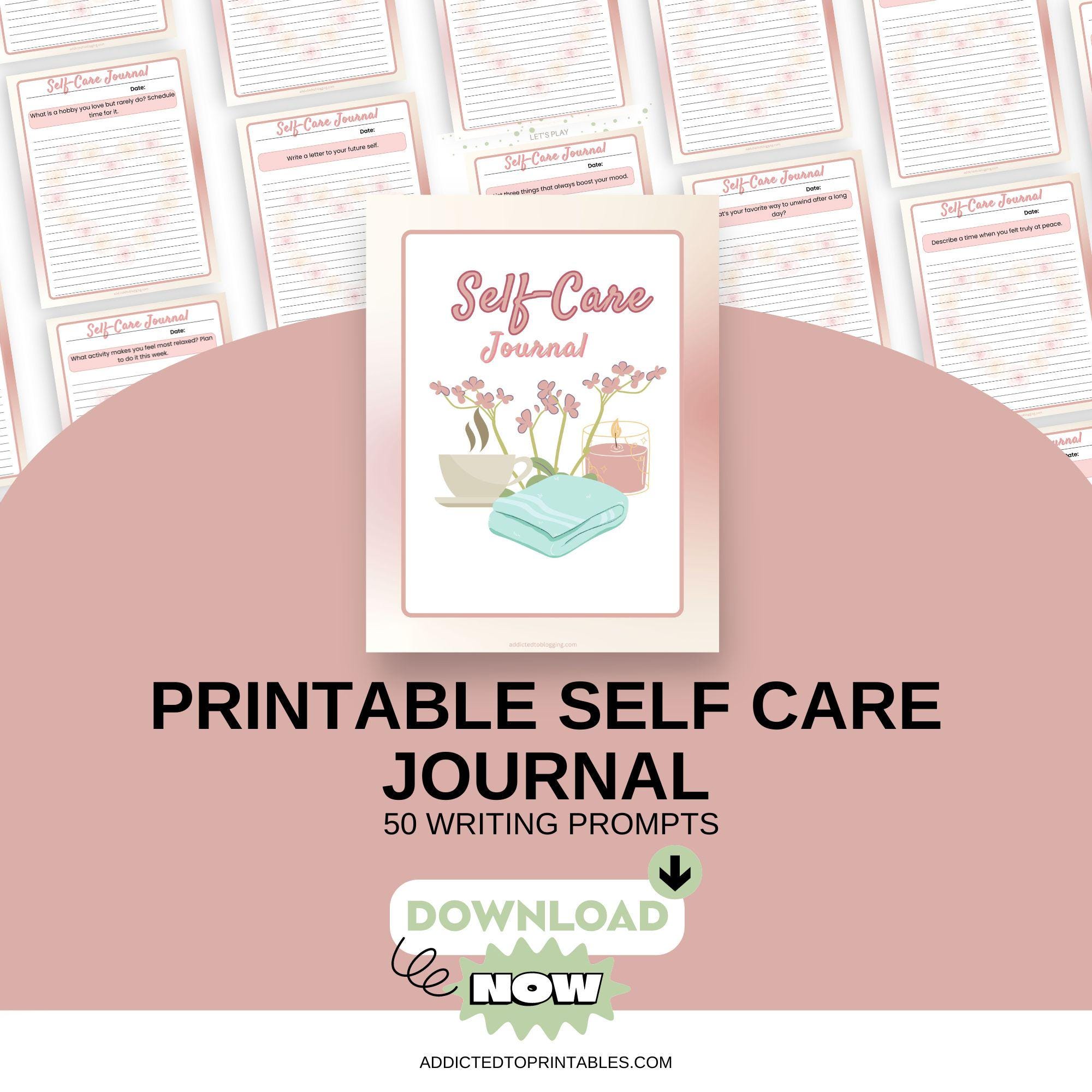 Printable Self Care Journal With 50 Writing Prompts | 52 Page Self Love ...
