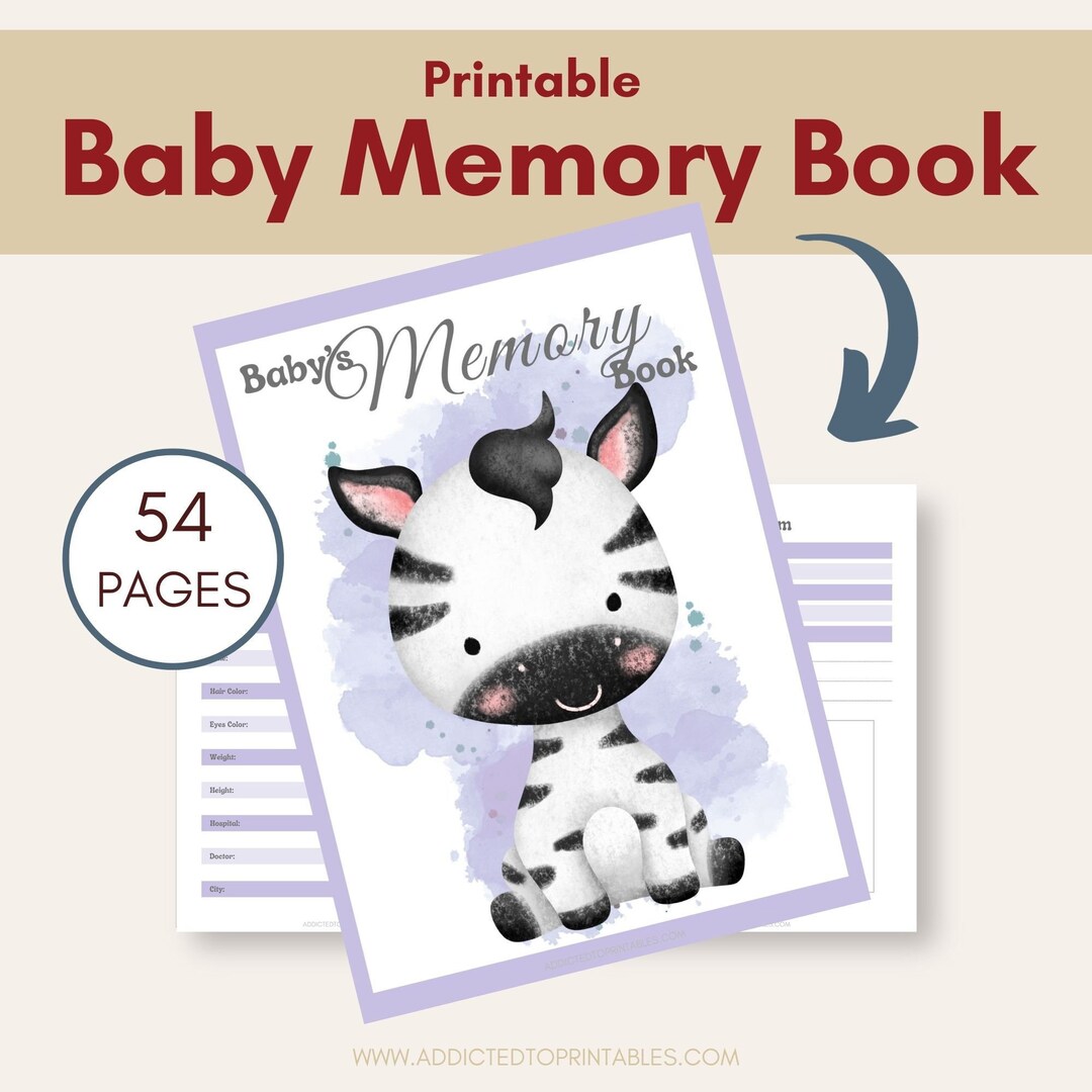 Printable Baby Memory Book Instant Download 8.5x11 PDF Baby Book Pages