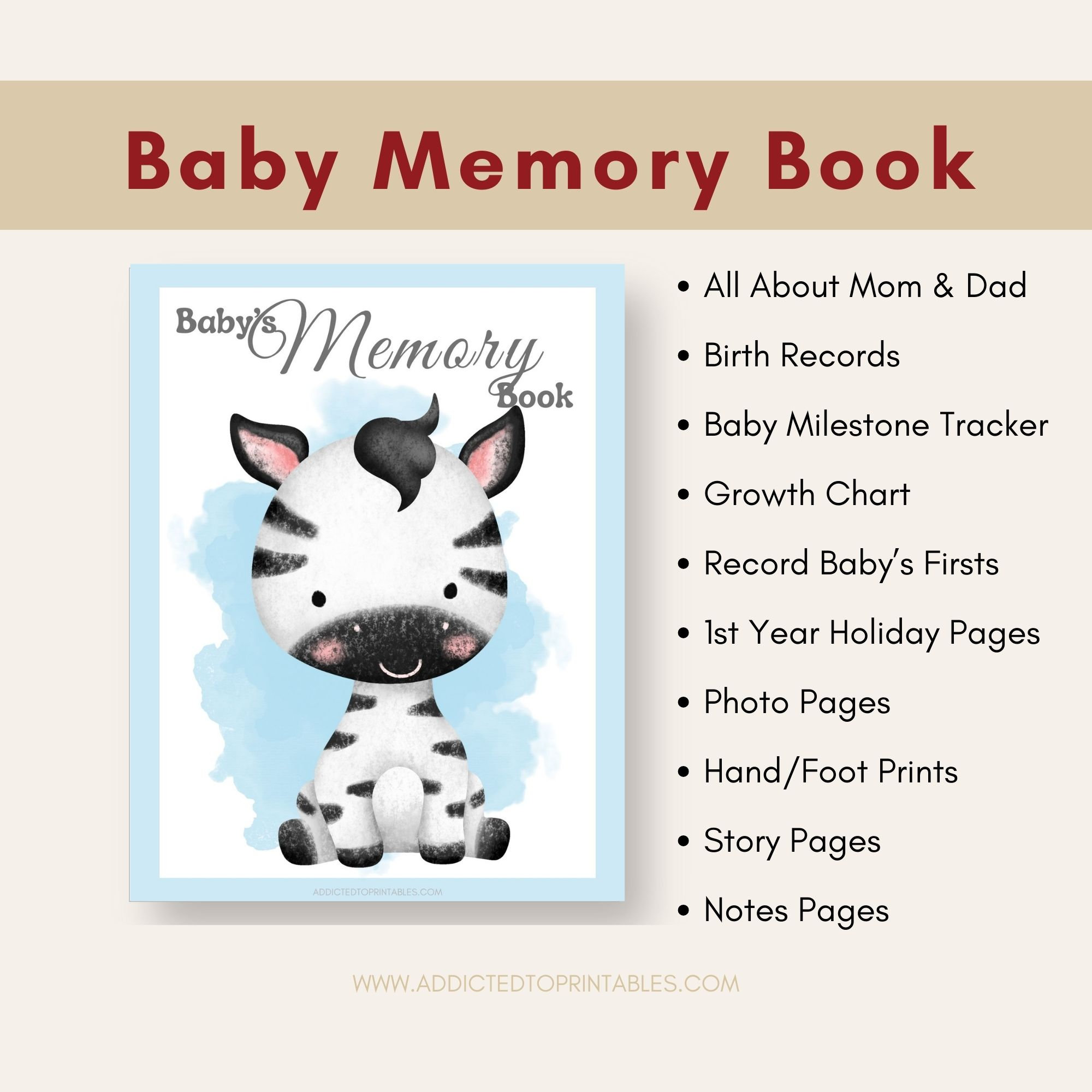 Printable Baby Memory Book | Instant Download | 8.5x11 PDF| Baby Book ...