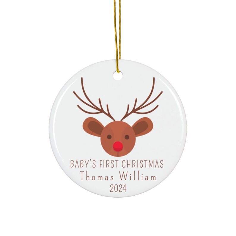 Baby's First Christmas Ornament With Baby Rudolph Custom Newborn