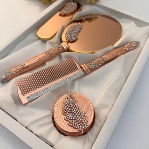 Handheld Makeup Vanity Mirror Comb Hair Brush Set | Hand face Beauty Mirror