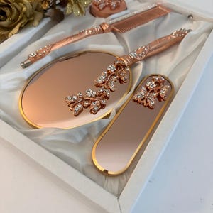 Handheld Makeup Vanity Mirror Comb Hair Brush Set | Hand face Beauty Mirror