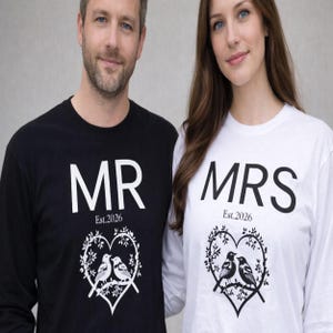 t-shirt for Mr. or Mrs. couple t-shirt, Engagement Gifts, Couples' Gifts, wedding t-shirt, long-sleeve heart t-shirt,