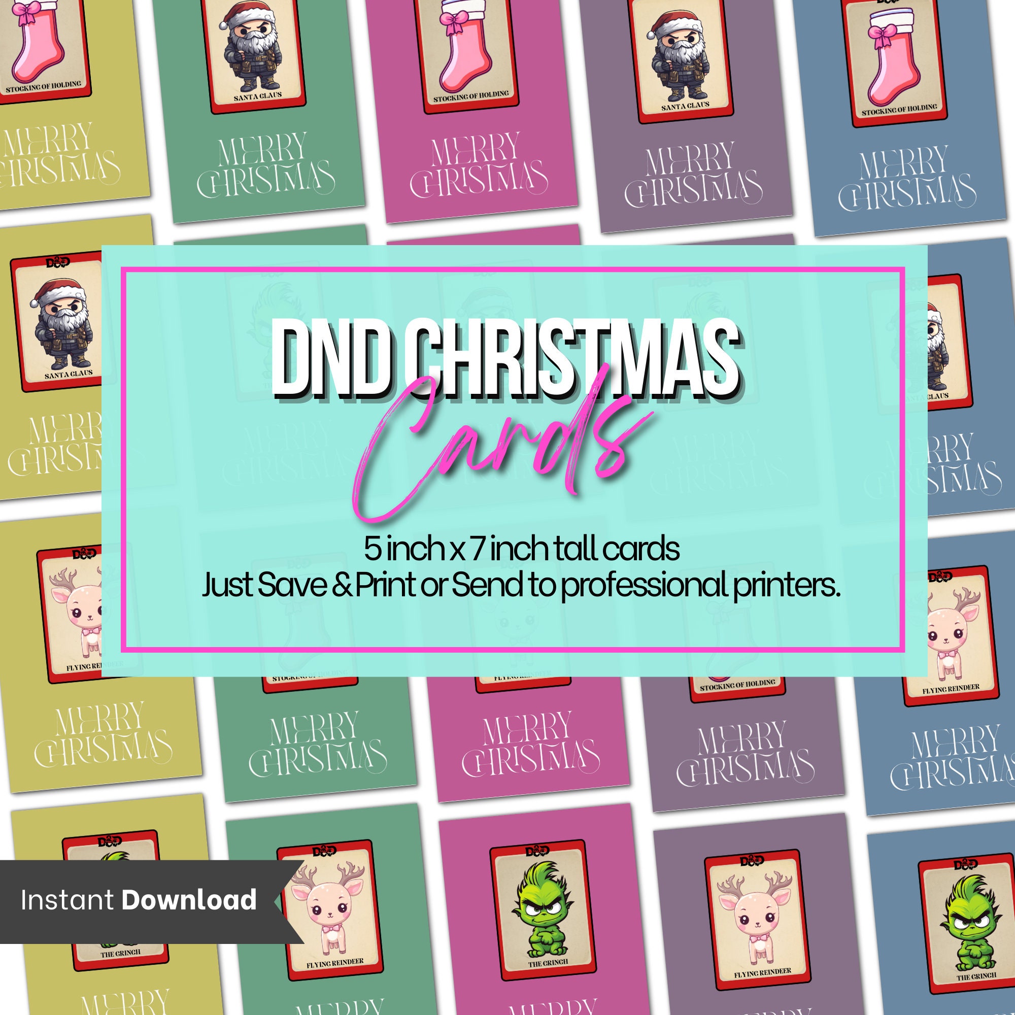 dnd-christmas-card-bundle-includes-4-collectable-novelty-trading-cards-printable-greeting-card-pdf-digital-download-etsy
