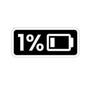 Kiss-Cut-stickers, grappige humorsticker van 1% batterij, laptopstickers, vinylstickers, technische accessoires, telefoonsticker, plannerstickers