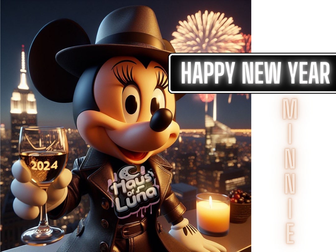 Animated Minnie Mouse Happy New Year Theme Holiday Digital Art - Etsy