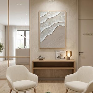 Bestellung - Struktur Gemälde Kunst Kunstwerk Leinwand Keilrahmen Strukturbild wasser wellen meer beige/taupe matt