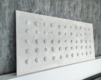 WABI SABI Structure XL Painting Mother-of-Pearl 3D Artwork Canvas Stretcher Frame Textured Picture 60 x 120 cm