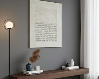 WABI SABI structure painting art artwork canvas stretcher frame structure picture beige cream 60 x 80 cm
