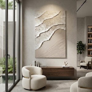 Bestellung - Struktur Gemälde Kunst Kunstwerk Leinwand Keilrahmen Strukturbild wasser wellen meer beige/taupe matt