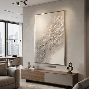 Glanz-Struktur Gemälde Kunst Kunstwerk Leinwand Keilrahmen Strukturbild Creme- und taupeglanz ohne Rahmen (auf Bestellung gefertigt)