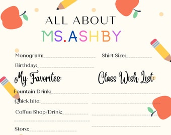 DIGITALE PTO/PTA Docenten favoriete dingen, sjabloon docent