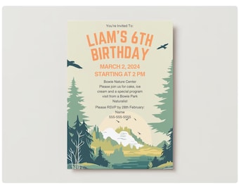 Sjabloon DIGITAL Outdoorsy-uitnodiging kinderfeestje